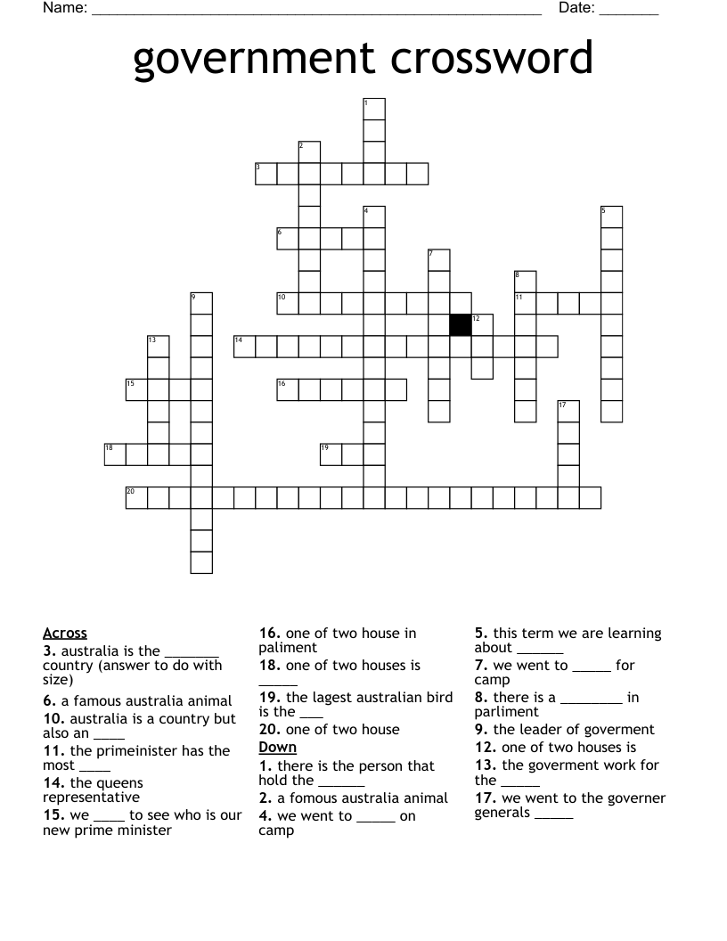 government crossword