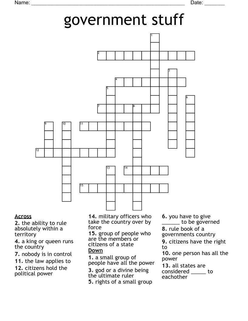 government stuff Crossword