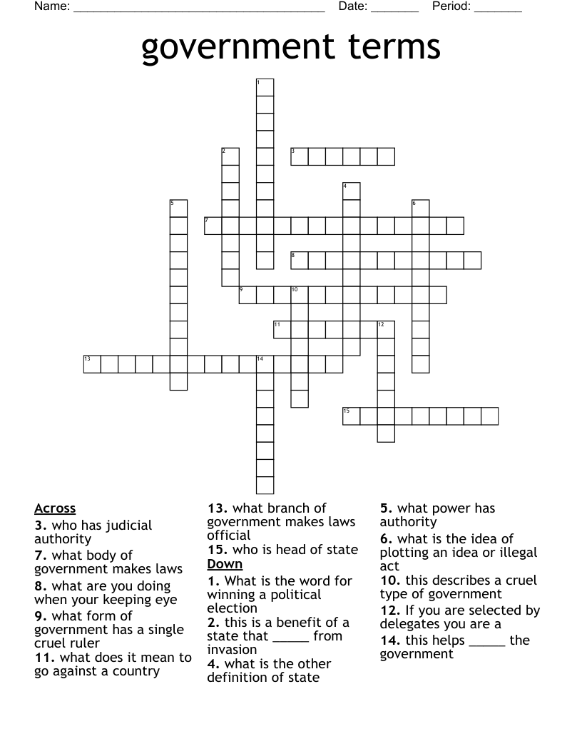 government terms Crossword