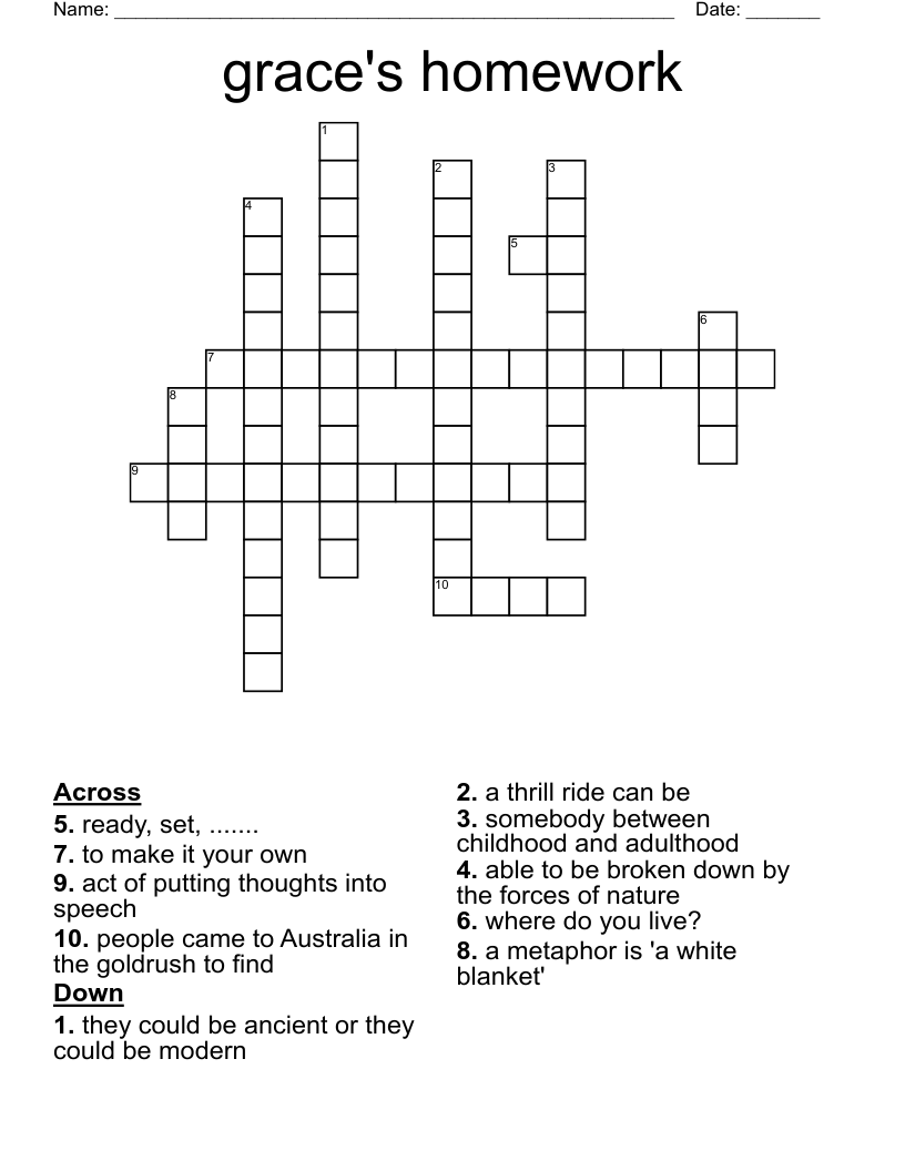 grace's homework Crossword