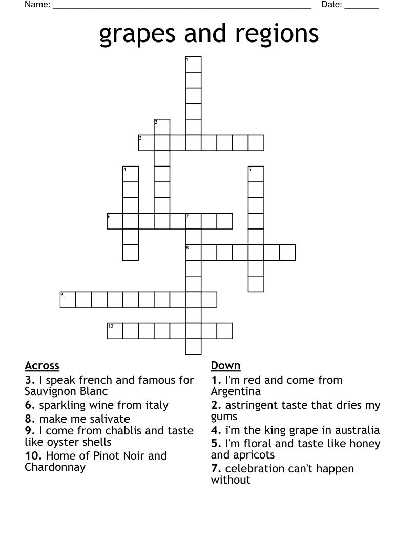 grapes and regions Crossword