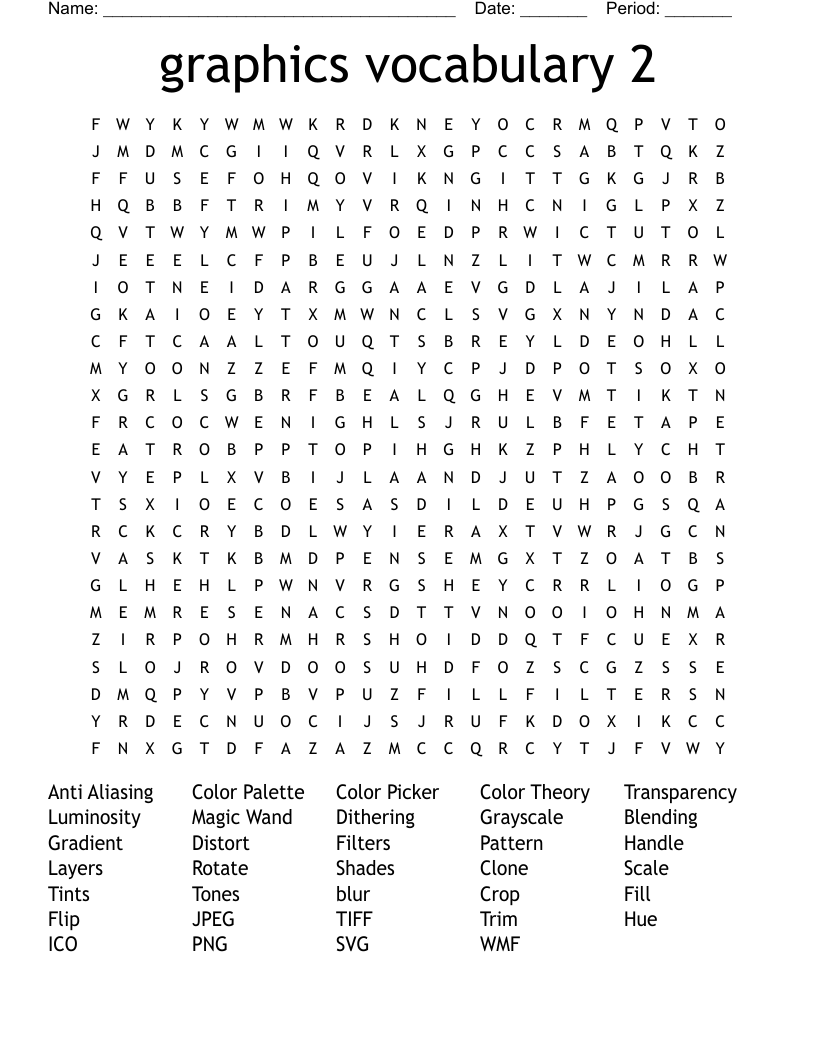 graphics vocabulary 2 Word Search