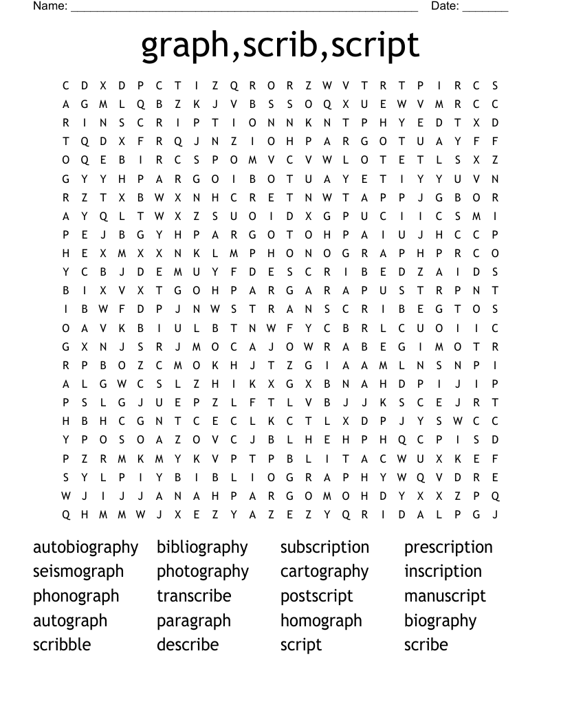 graph,scrib,script Word Search