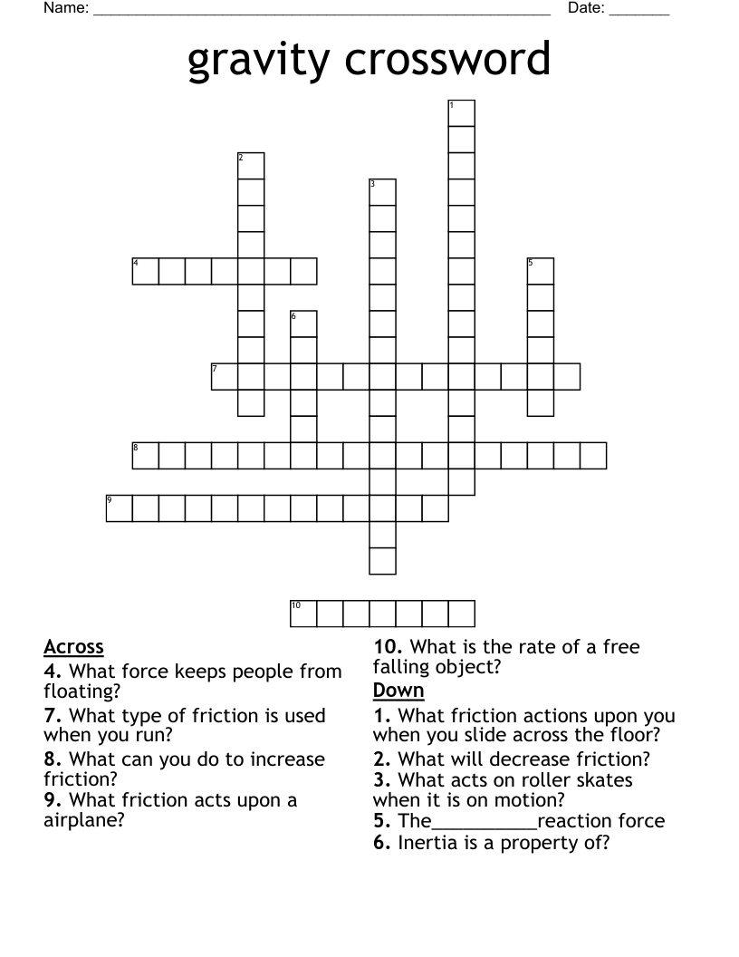 gravity crossword 