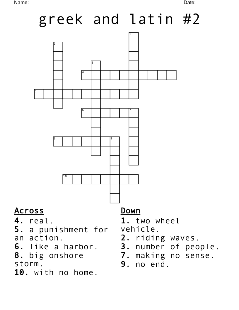 greek and latin #2 Crossword