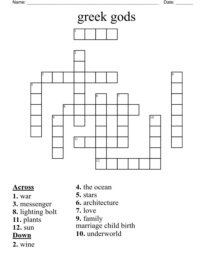 greek gods Crossword