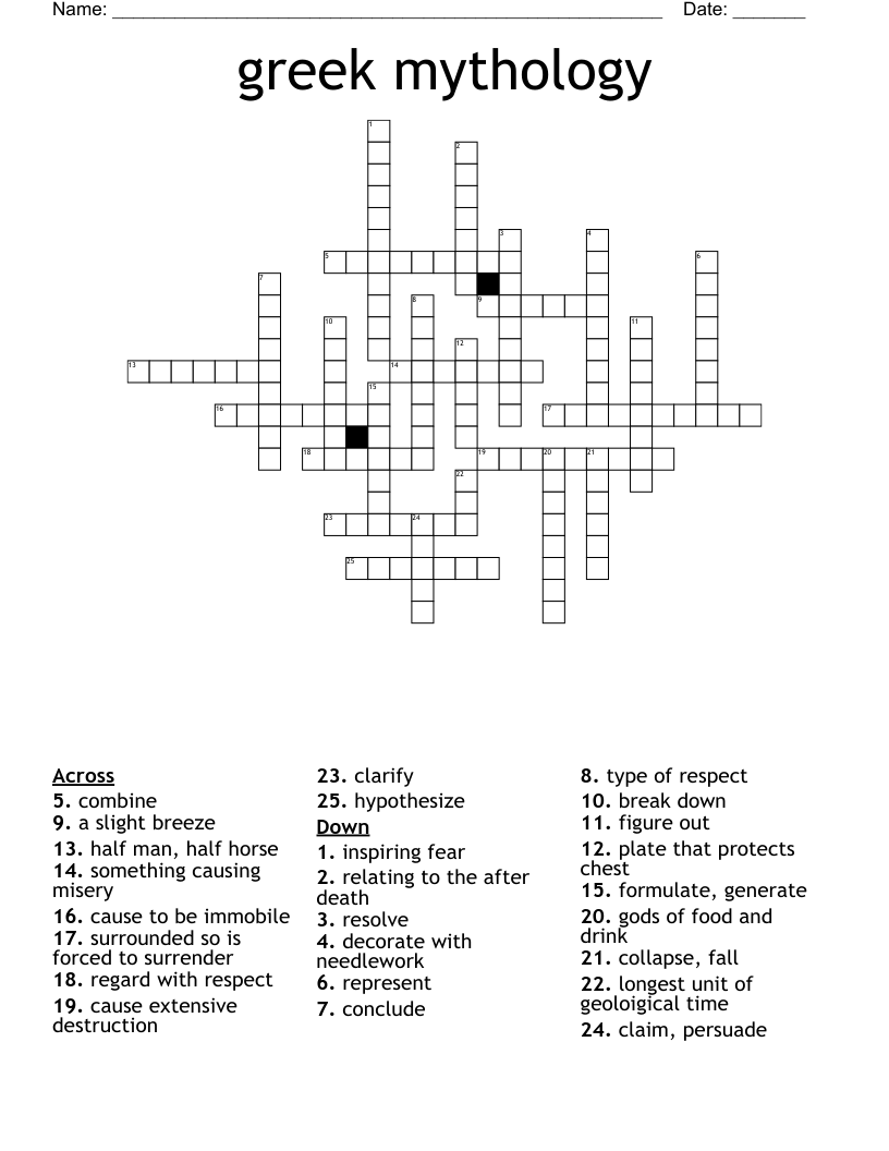 greek mythology Crossword