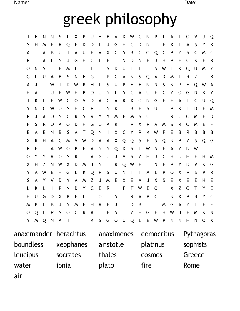 greek philosophy Word Search