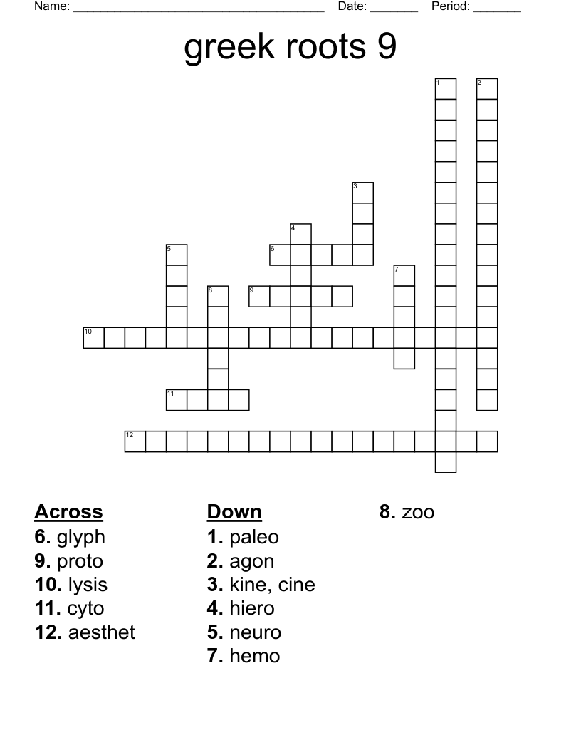 greek roots 9 Crossword