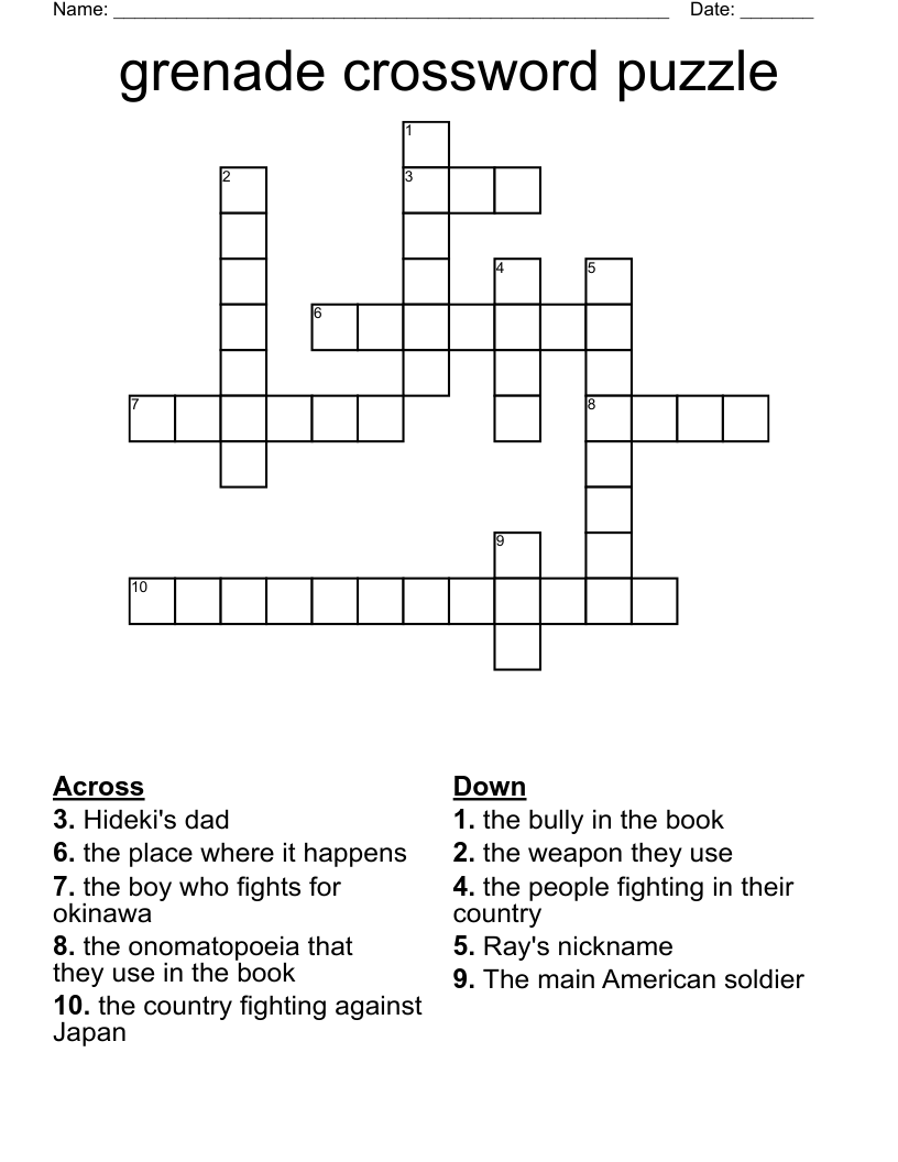 grenade crossword puzzle