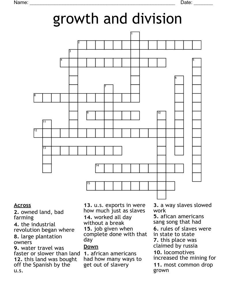 growth and division Crossword