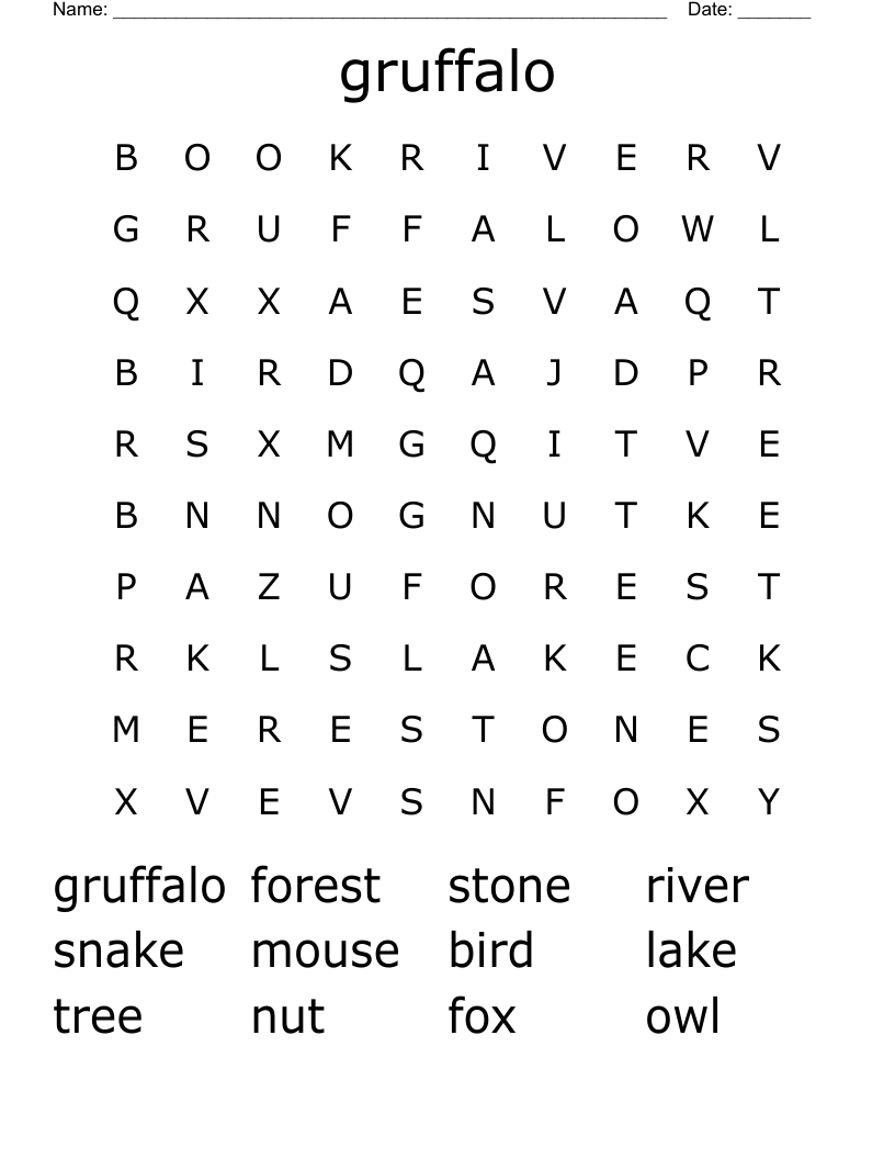 gruffalo Word Search