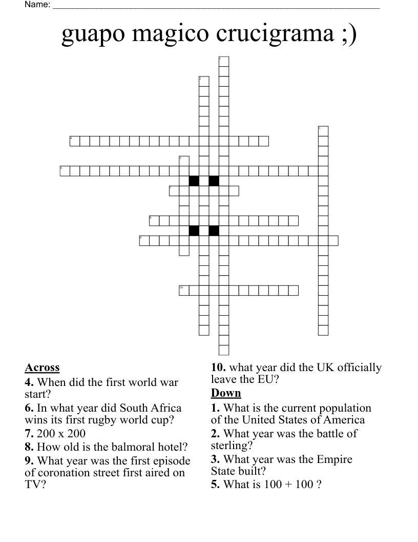 guapo magico crucigrama  ;) Crossword