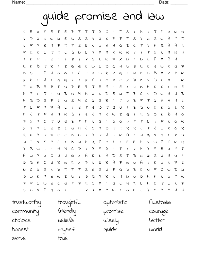 guide promise and law Word Search