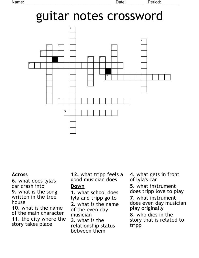 guitar notes crossword