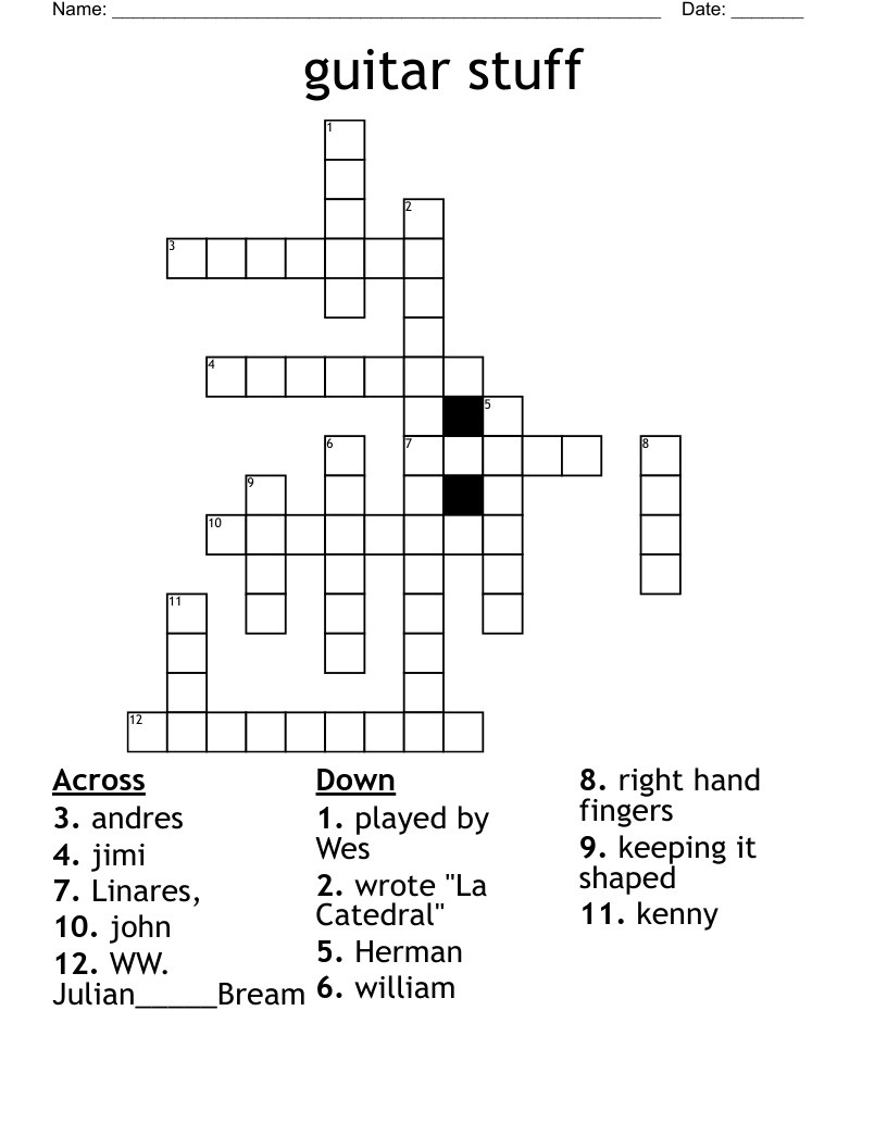 guitar stuff Crossword