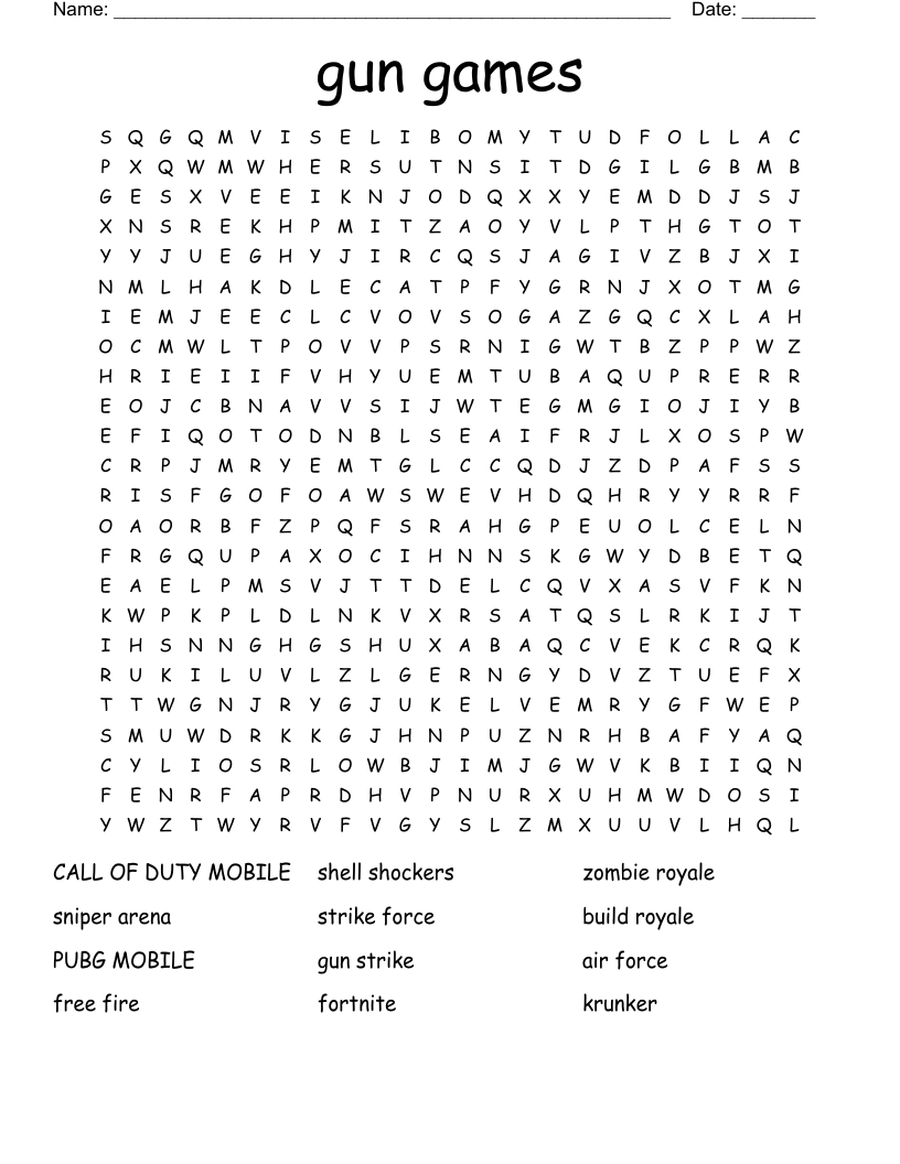 gun games Word Search