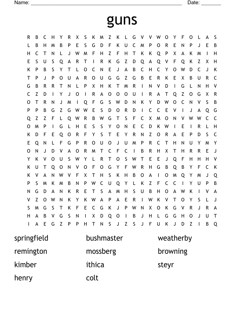 guns Word Search