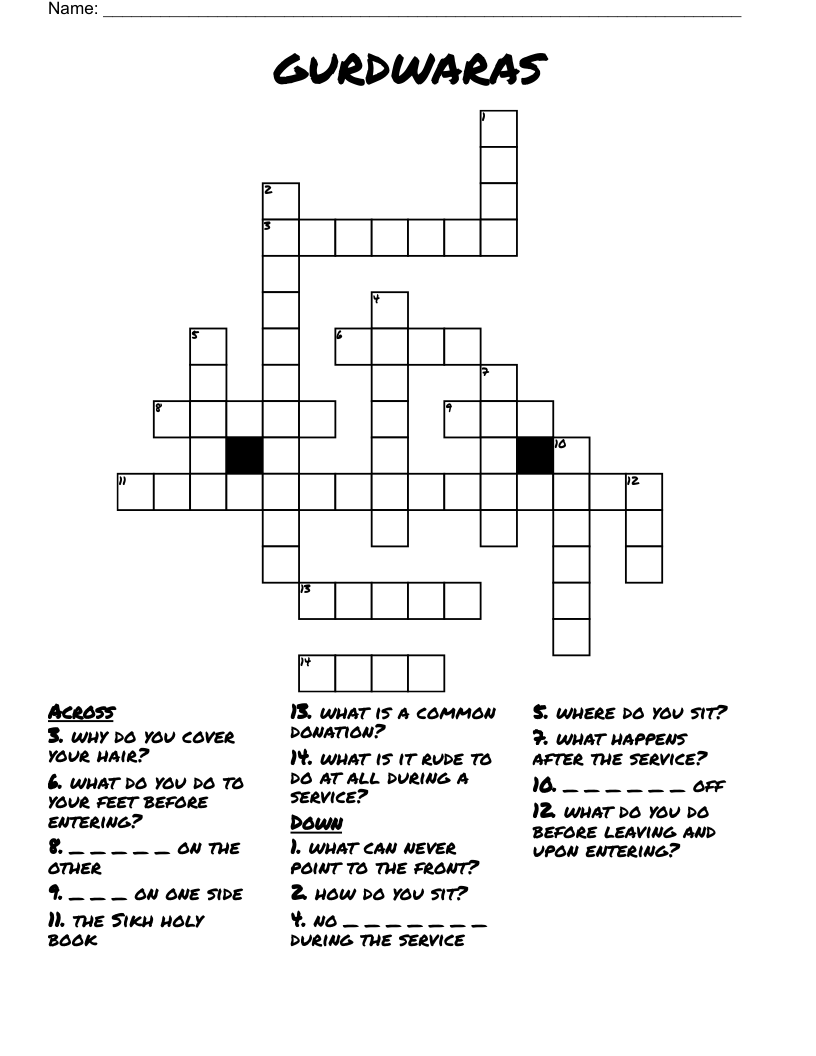 gurdwaras  Crossword