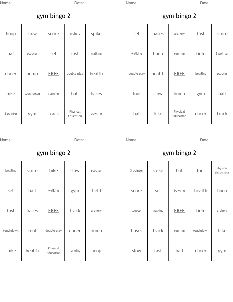 gym bingo 2