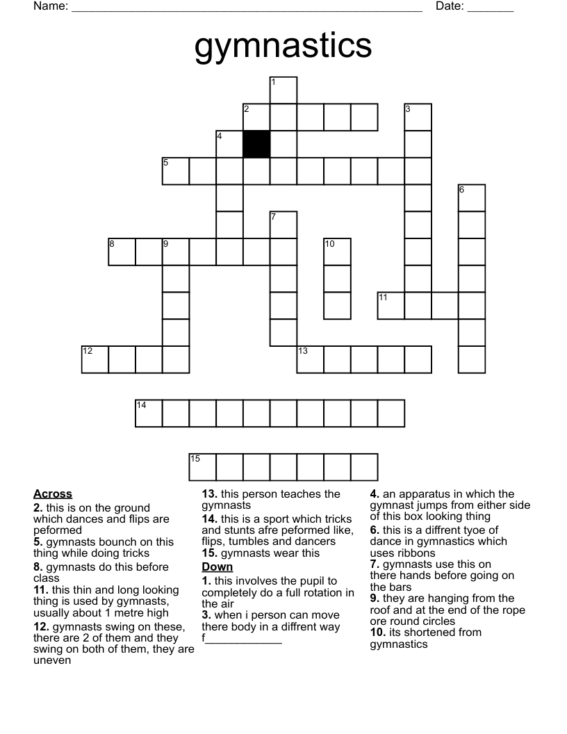 gymnastics Crossword