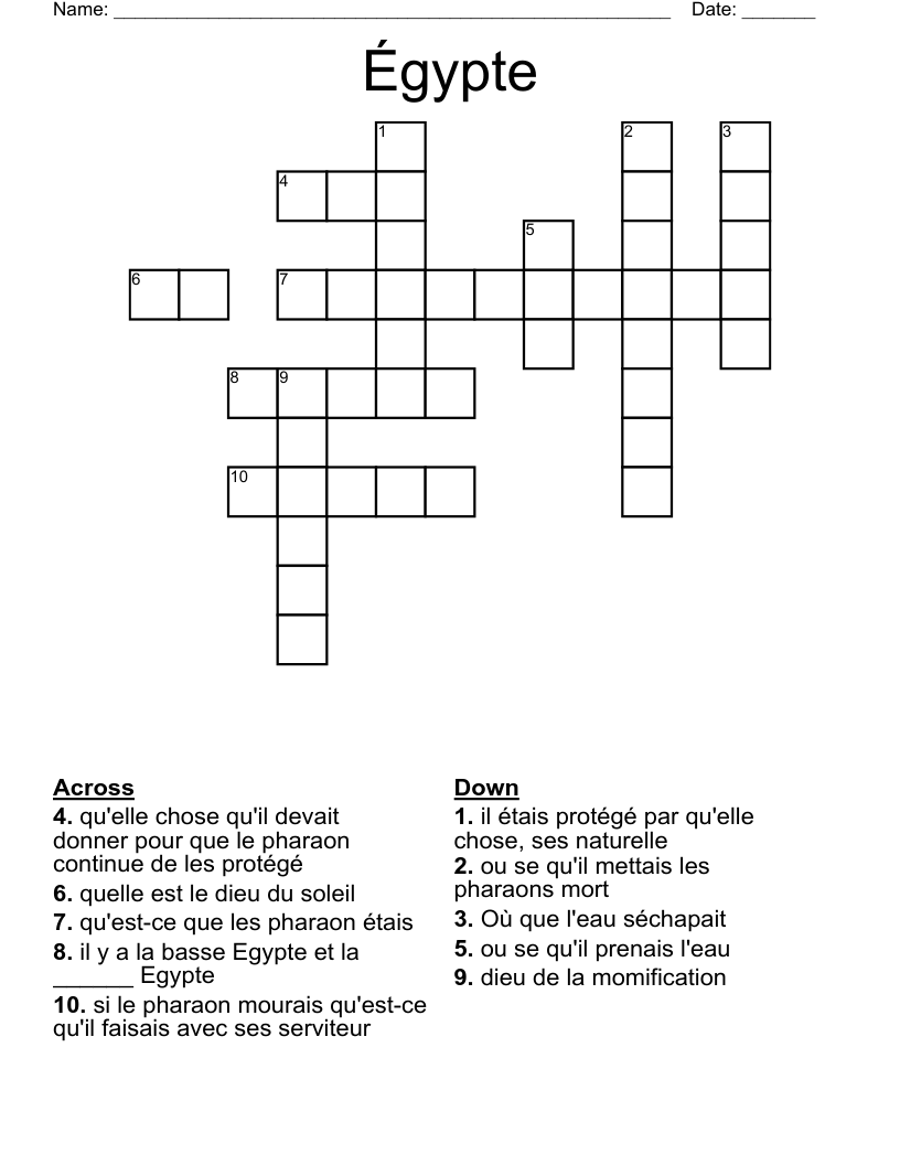 Égypte Crossword