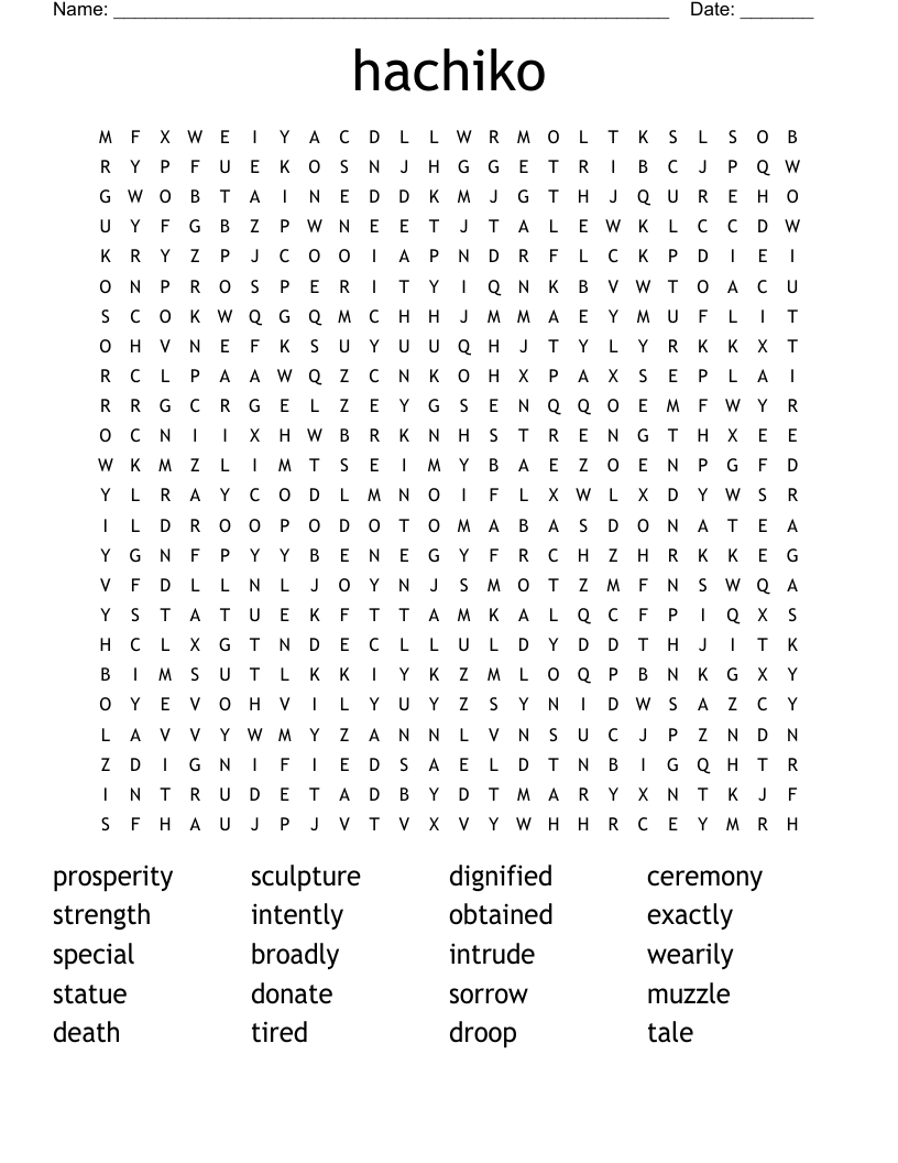 hachiko Word Search