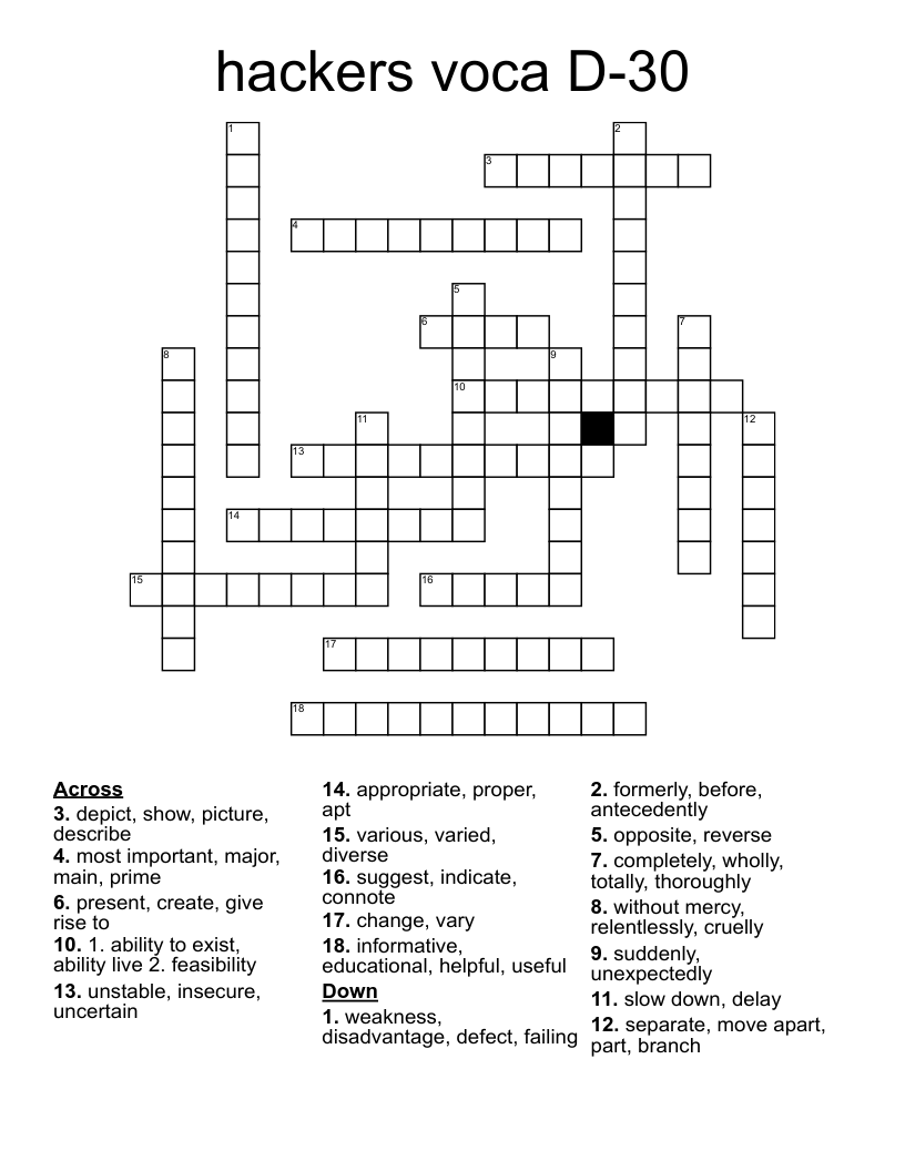 hackers voca D-30 Crossword