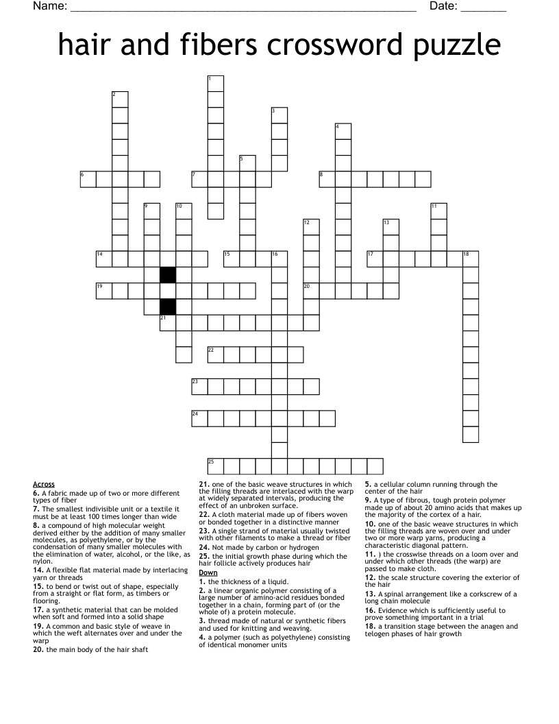 hair and fibers crossword puzzle