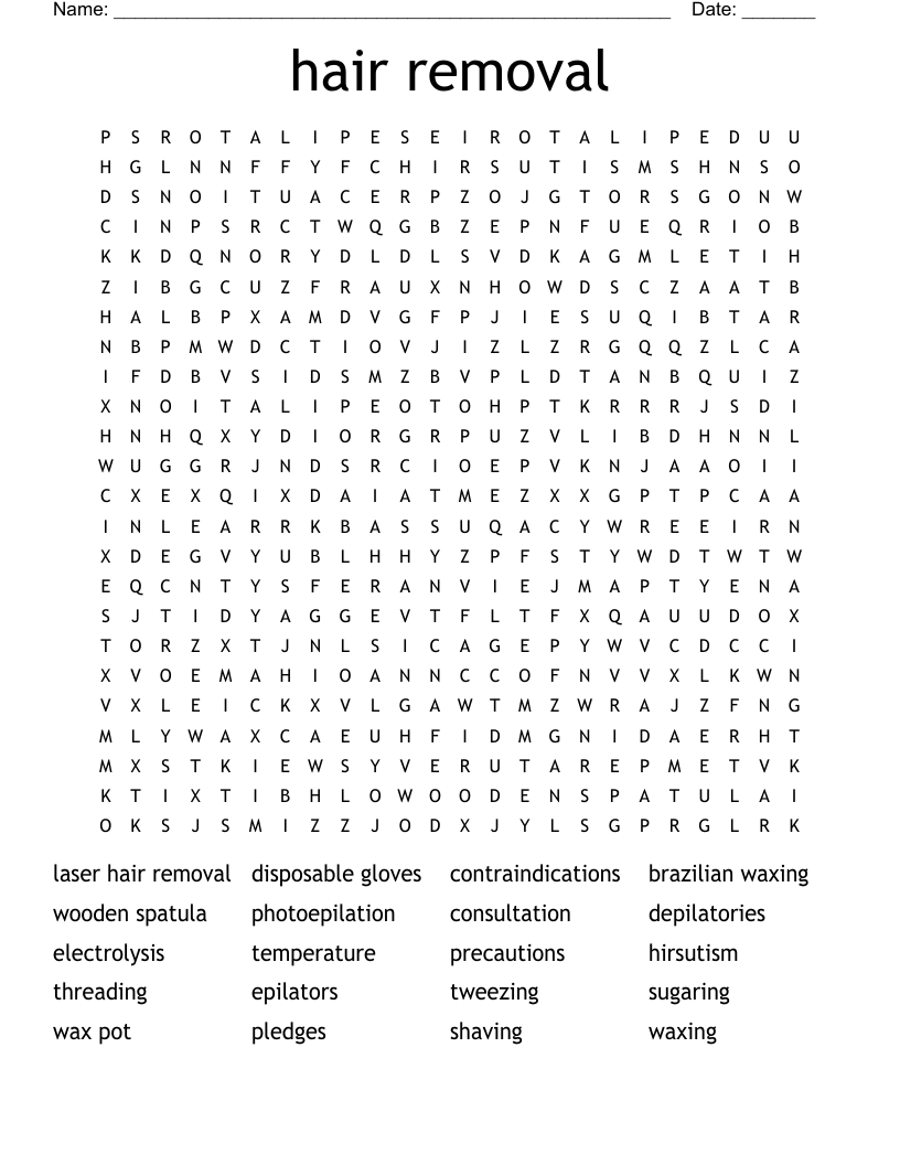 hair removal Word Search