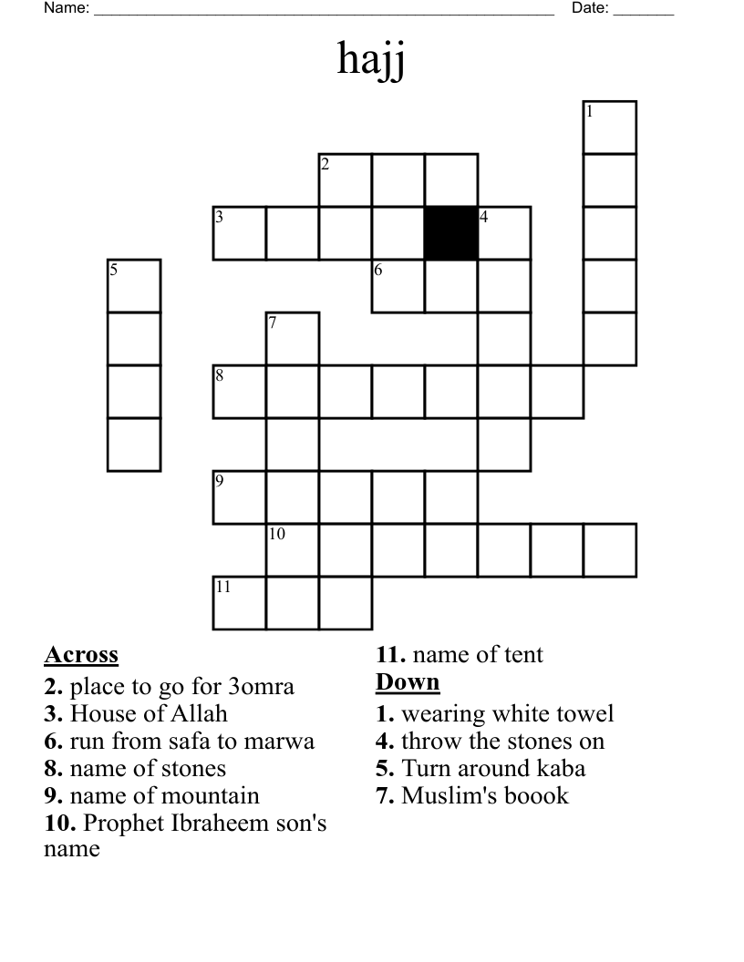 hajj Crossword