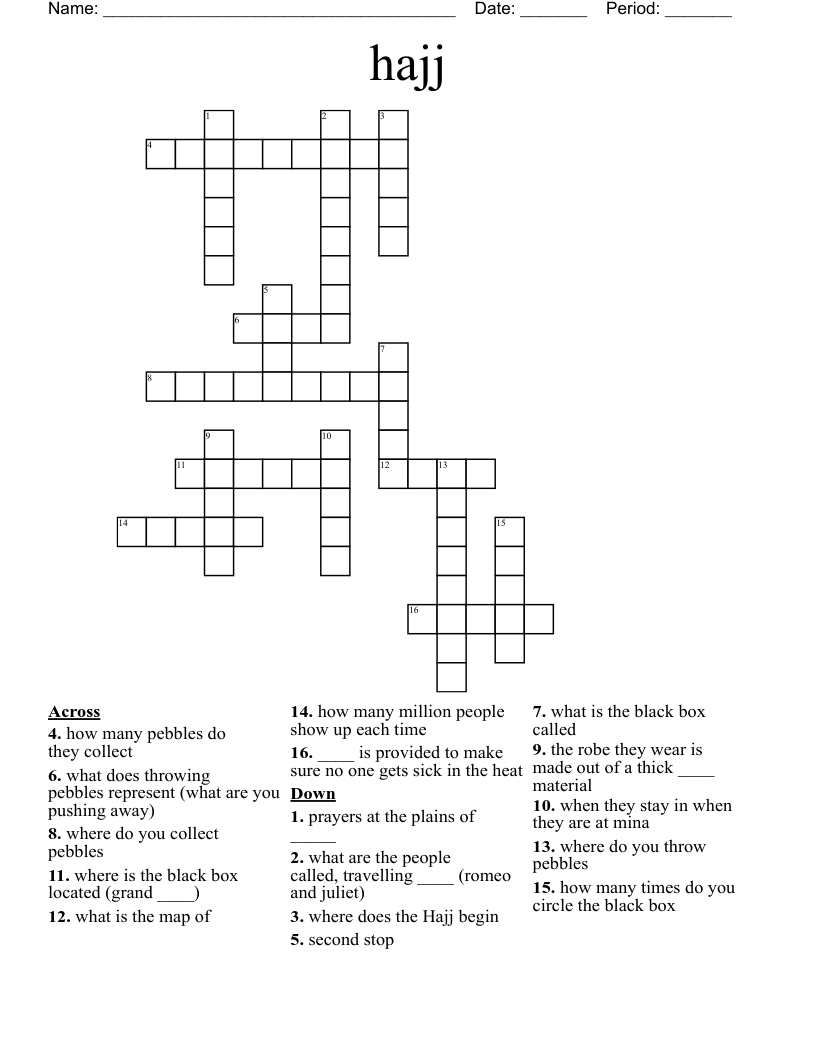 hajj Crossword