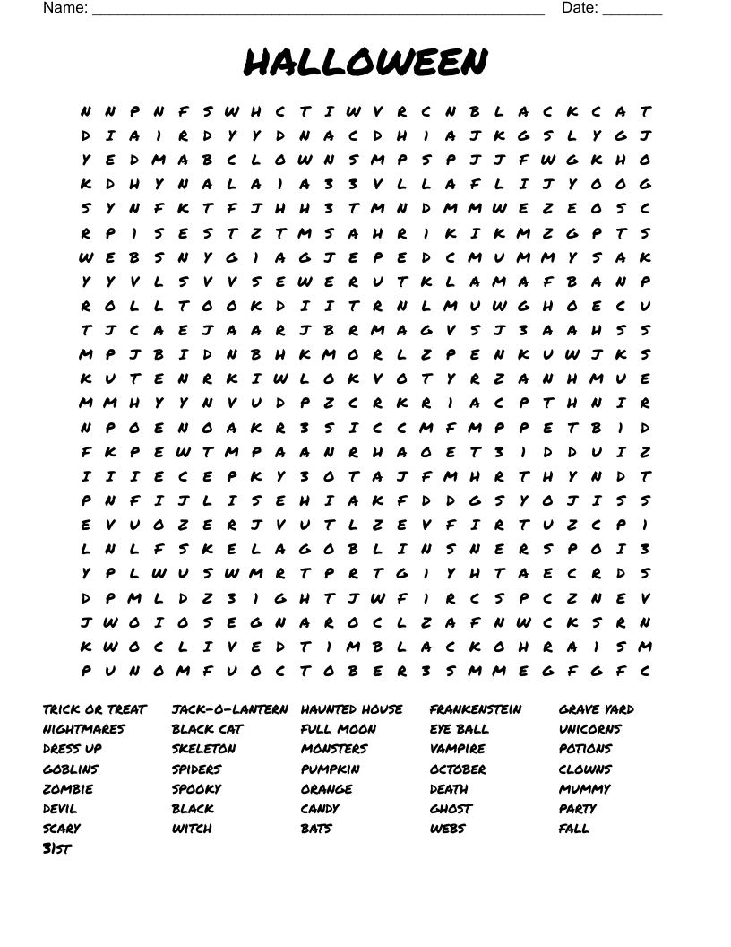 halloween Word Search