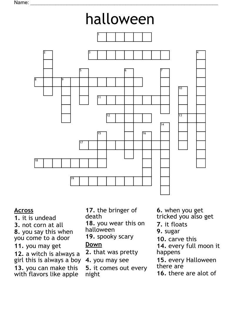 halloween Crossword