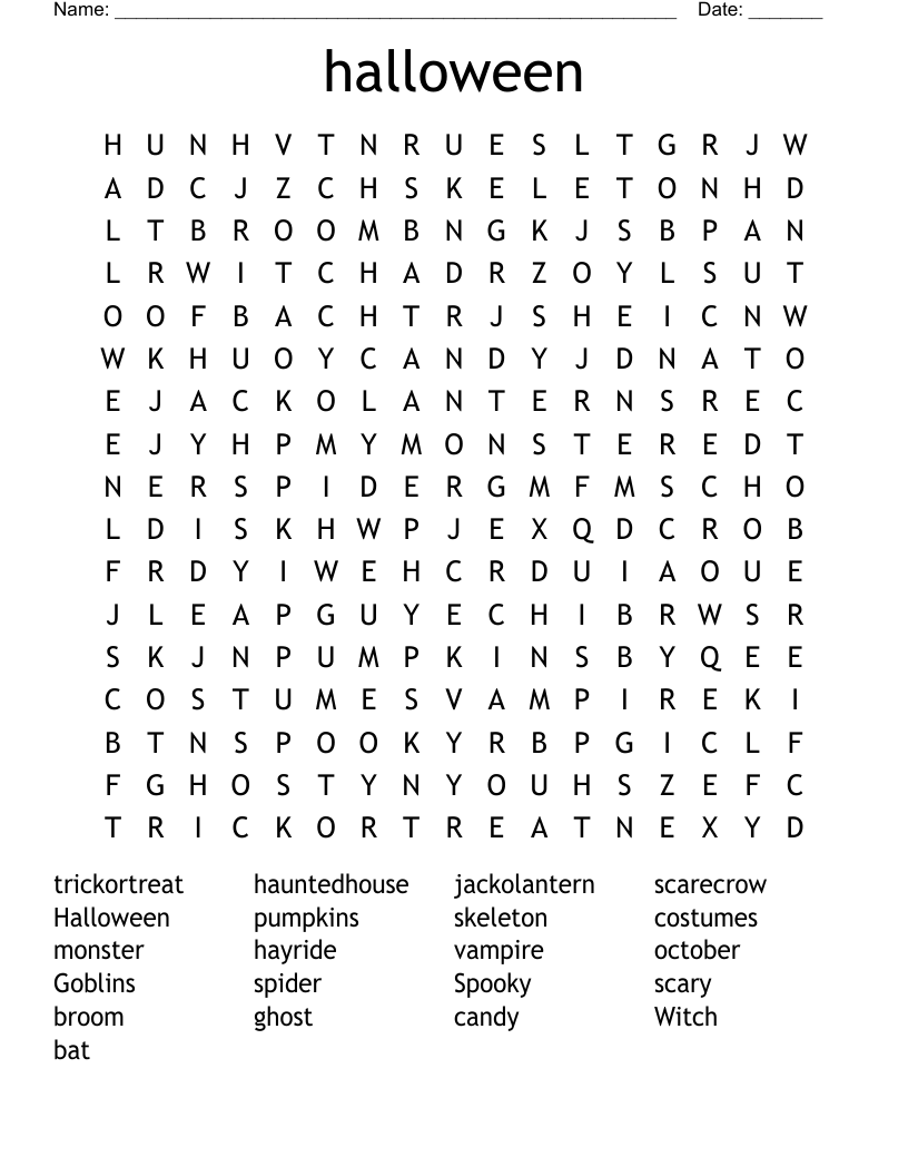 halloween Word Search