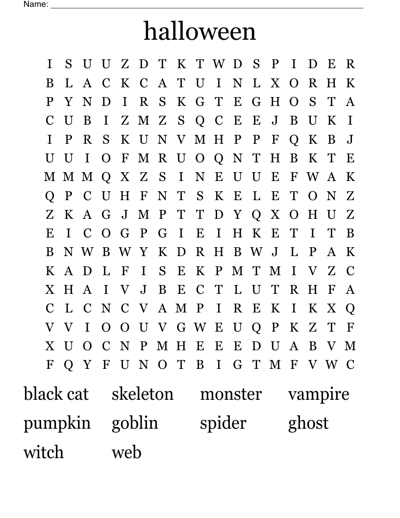 halloween  Word Search
