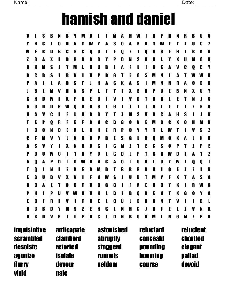 hamish and daniel Word Search