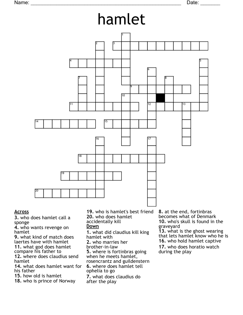 hamlet  Crossword
