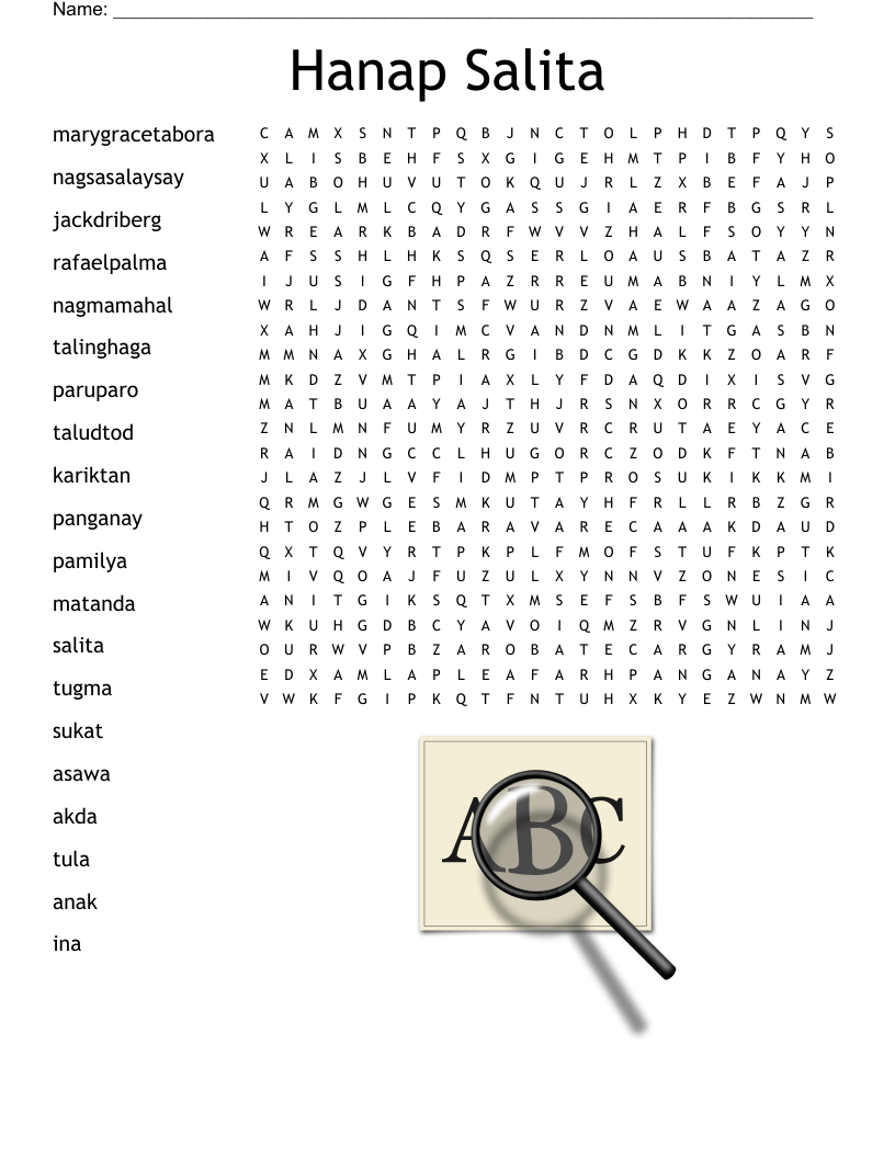Hanap Salita Word Search
