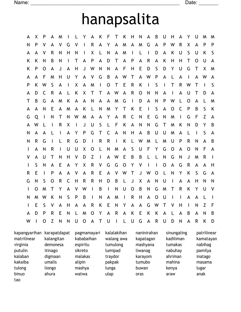 hanapsalita Word Search