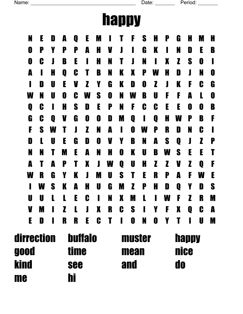happy Word Search
