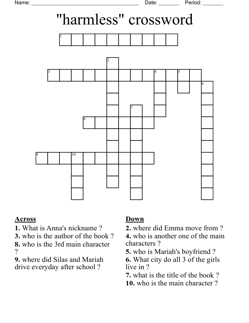 "harmless" crossword