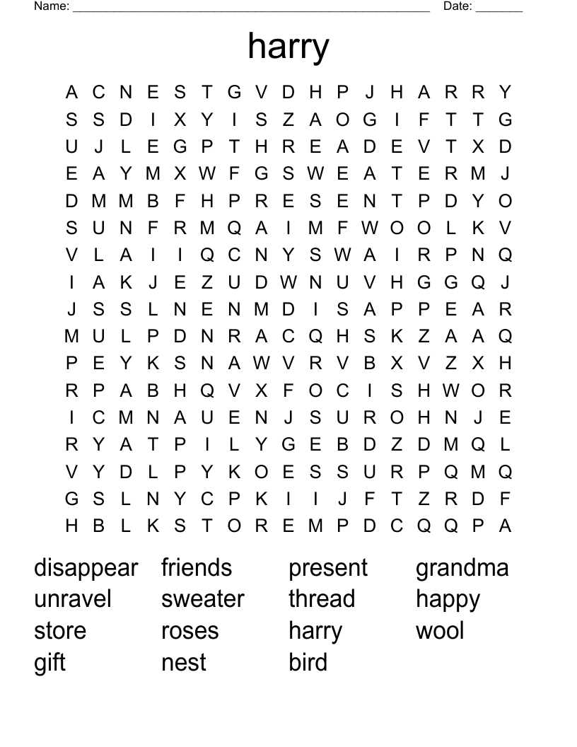 harry Word Search