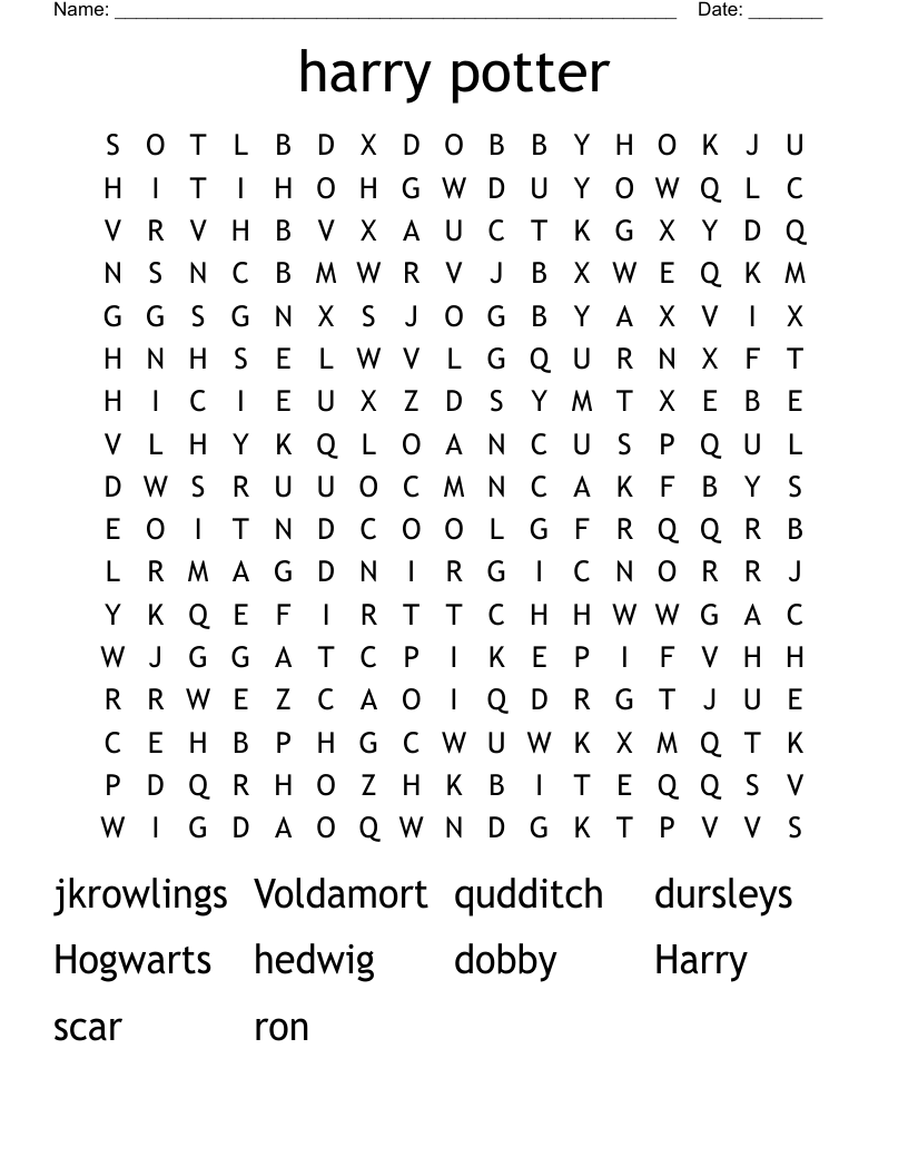 harry potter Word Search