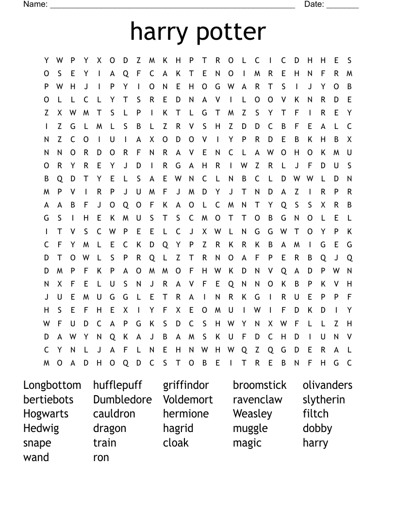 harry potter Word Search
