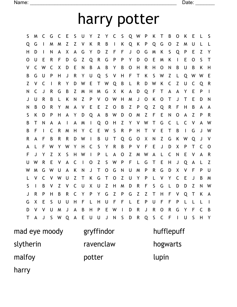 harry potter Word Search