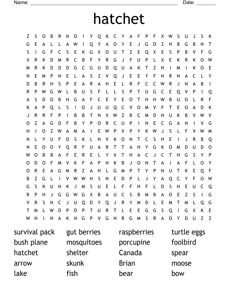 hatchet Word Search