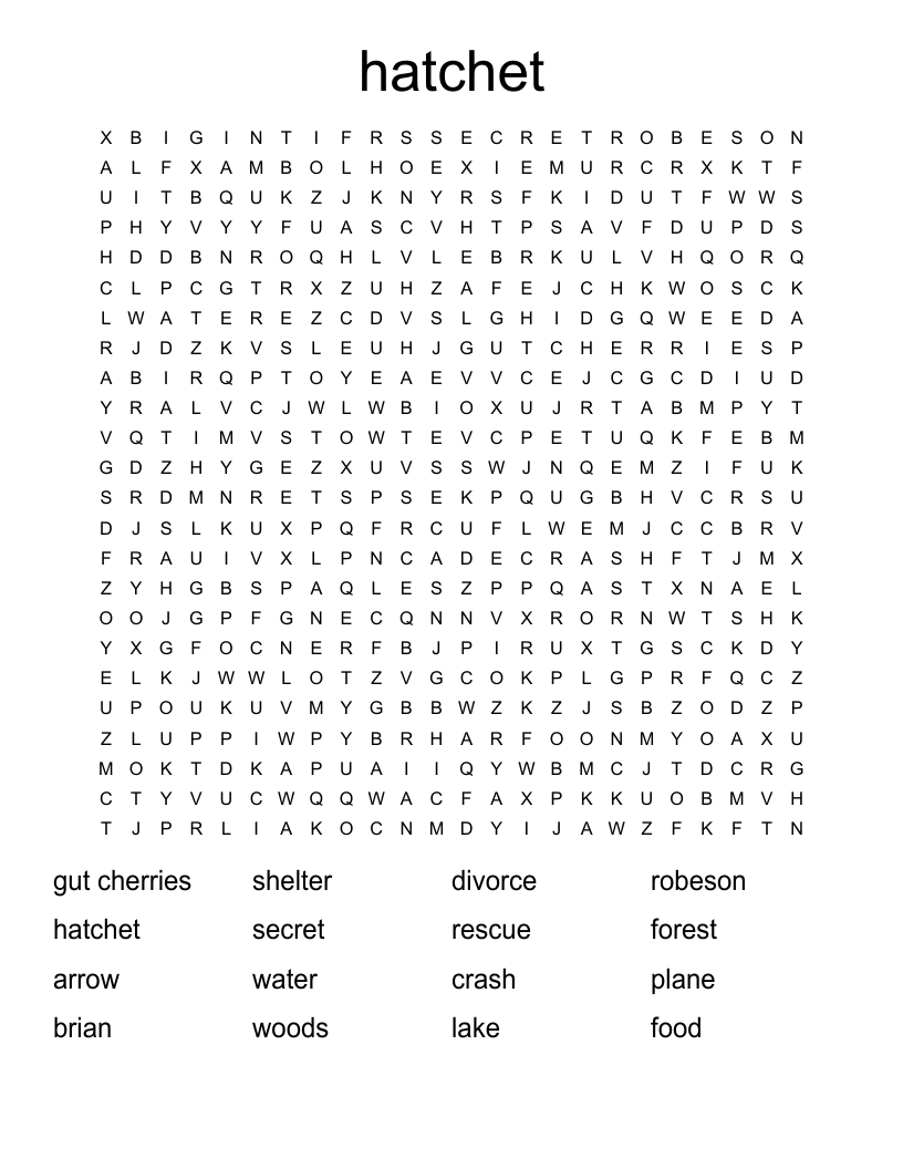 hatchet Word Search