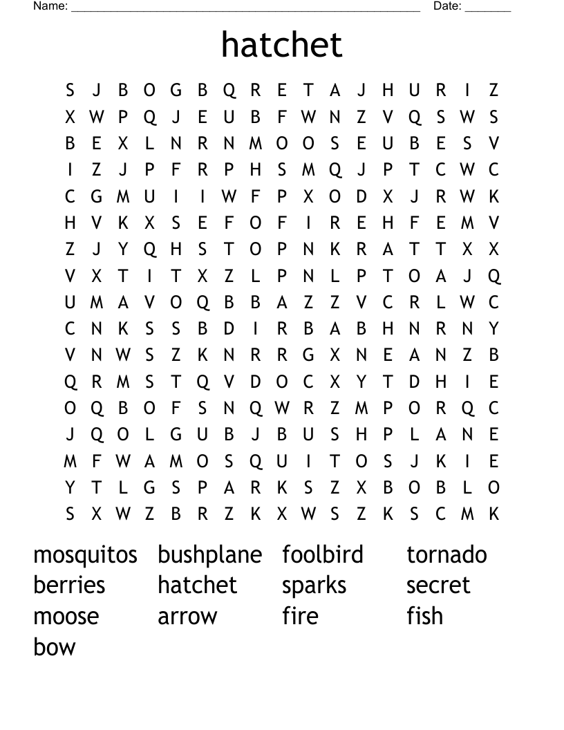 hatchet Word Search