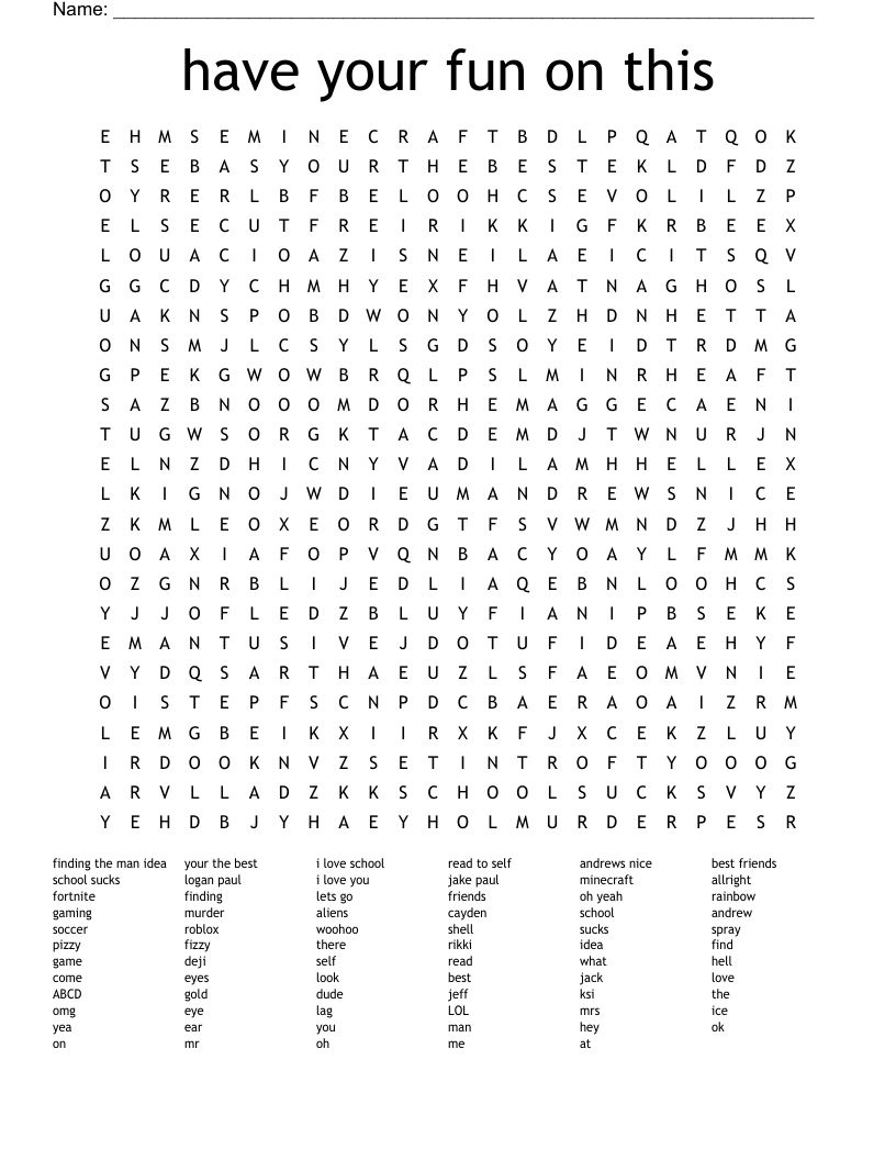 have your fun on this Word Search